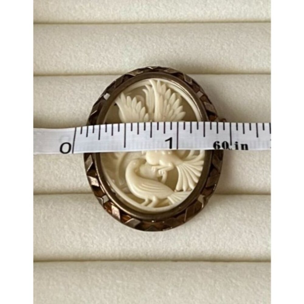 Vintage French Carved Celluloid Bird Brooch Phoenix Marked FRANCE DEPOSE Pin - Picture 6 of 8